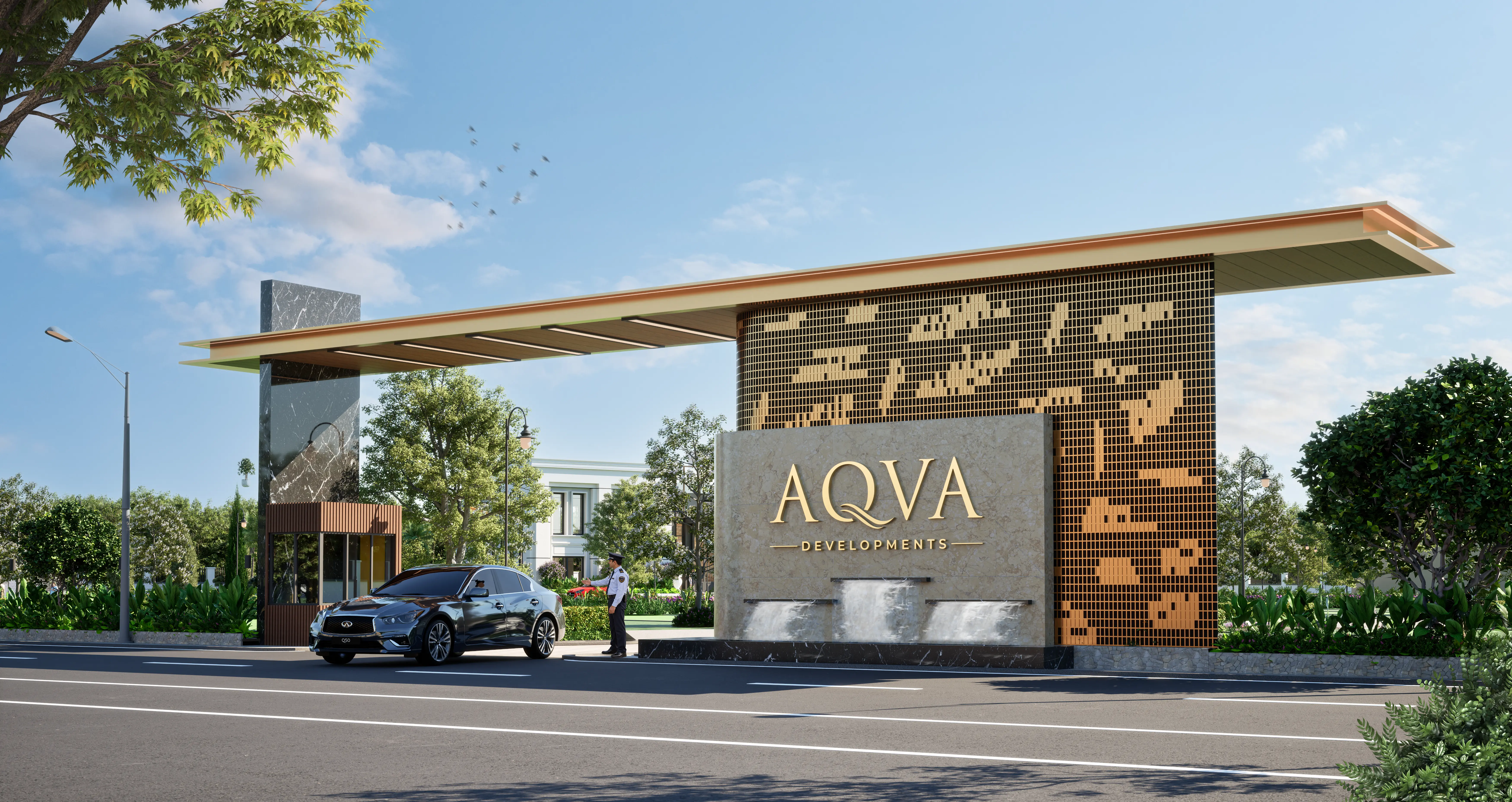 AQVA The Reserve entrance and landscaping architectural visualisation